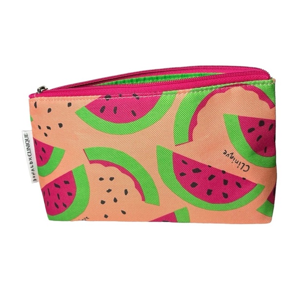 Clinique + David Cosmetic Bag/Pouch-Pink/Green Watermelon NEW - Picture 4 of 9